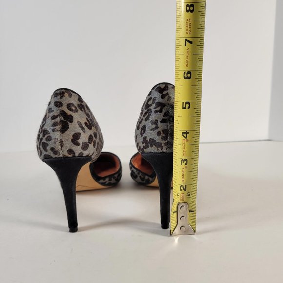 Halogen Gray Animal Print Calf Fur Suede Stiletto Pump Heels Women Size 7W - Picture 8 of 11